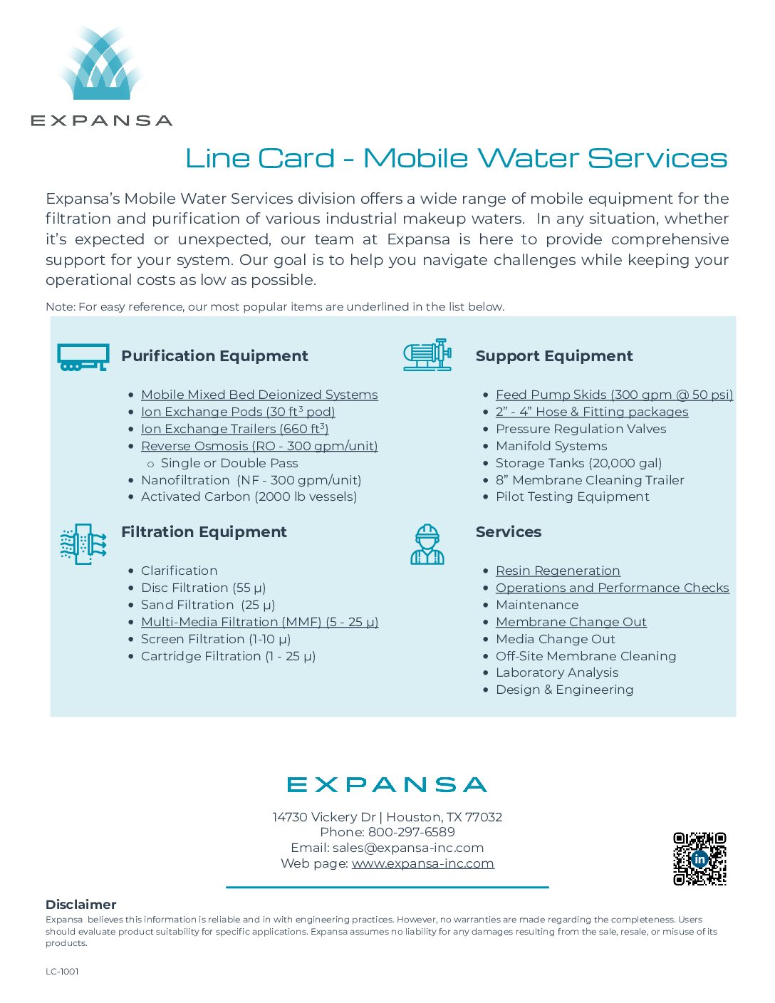 LC 1001 Mobile Water Services