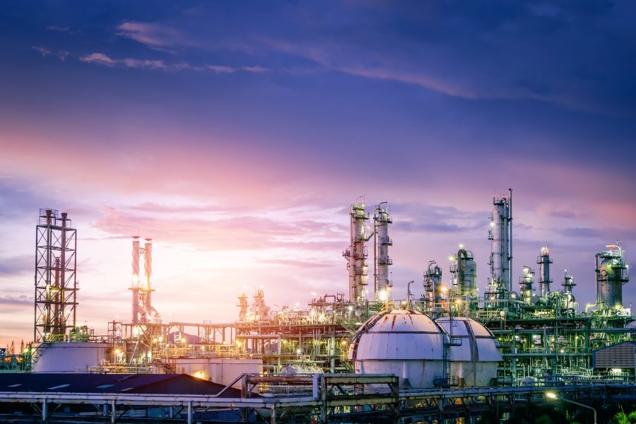 Oil,And,Gas,Refinery,Plant,Or,Petrochemical,Industry,On,Sky